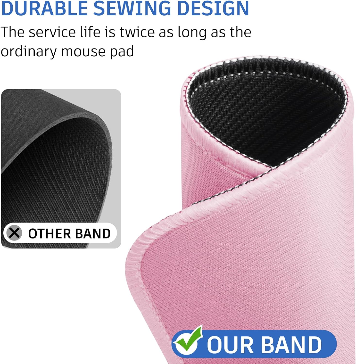 Pink Mouse Pad, Nice and Cute Mouse Pad, Splash-Proof Textured 10.2 x 8.2Inch, Stitched Edge Non-Slip Waterproof Rubber